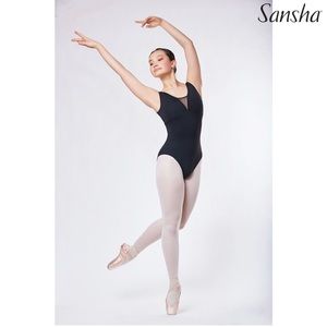 Sansha Lins Black Ballet Leotard for Women size 3 - tank leotard with mesh